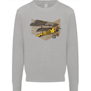Steampunk Plane Aircraft Biplane Mens Sweatshirt Jumper Sports Grey
