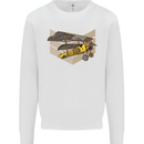 Steampunk Plane Aircraft Biplane Mens Sweatshirt Jumper White