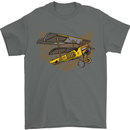 Steampunk Plane Aircraft Biplane Mens T-Shirt Cotton Gildan Charcoal