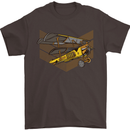 Steampunk Plane Aircraft Biplane Mens T-Shirt Cotton Gildan Dark Chocolate