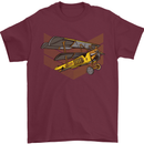 Steampunk Plane Aircraft Biplane Mens T-Shirt Cotton Gildan Maroon
