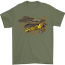 Steampunk Plane Aircraft Biplane Mens T-Shirt Cotton Gildan Military Green