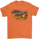 Steampunk Plane Aircraft Biplane Mens T-Shirt Cotton Gildan Orange