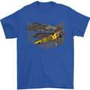 Steampunk Plane Aircraft Biplane Mens T-Shirt Cotton Gildan Royal Blue