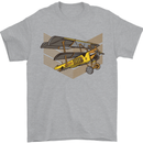 Steampunk Plane Aircraft Biplane Mens T-Shirt Cotton Gildan Sports Grey