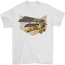 Steampunk Plane Aircraft Biplane Mens T-Shirt Cotton Gildan White