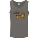 Steampunk Plane Aircraft Biplane Mens Vest Tank Top Charcoal