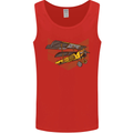 Steampunk Plane Aircraft Biplane Mens Vest Tank Top Red