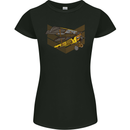 Steampunk Plane Aircraft Biplane Womens Petite Cut T-Shirt Black