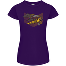 Steampunk Plane Aircraft Biplane Womens Petite Cut T-Shirt Purple