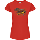 Steampunk Plane Aircraft Biplane Womens Petite Cut T-Shirt Red