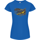 Steampunk Plane Aircraft Biplane Womens Petite Cut T-Shirt Royal Blue