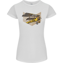 Steampunk Plane Aircraft Biplane Womens Petite Cut T-Shirt White
