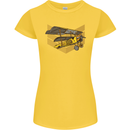Steampunk Plane Aircraft Biplane Womens Petite Cut T-Shirt Yellow