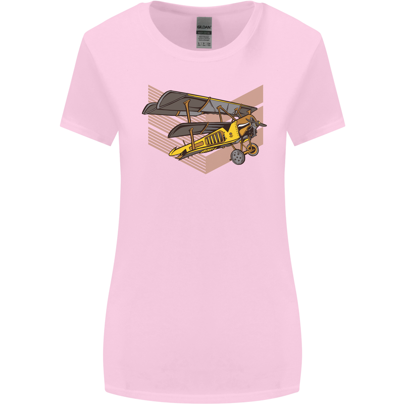 Steampunk Plane Aircraft Biplane Womens Wider Cut T-Shirt Light Pink