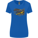 Steampunk Plane Aircraft Biplane Womens Wider Cut T-Shirt Royal Blue