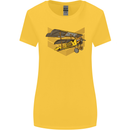 Steampunk Plane Aircraft Biplane Womens Wider Cut T-Shirt Yellow