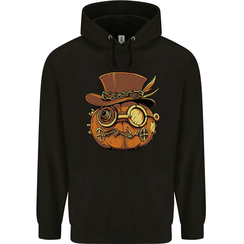Steampunk Pumpkin Halloween Childrens Kids Hoodie Black