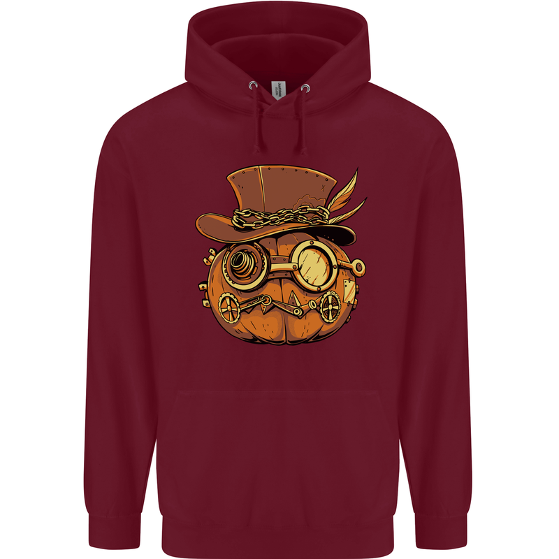 Steampunk Pumpkin Halloween Childrens Kids Hoodie Maroon