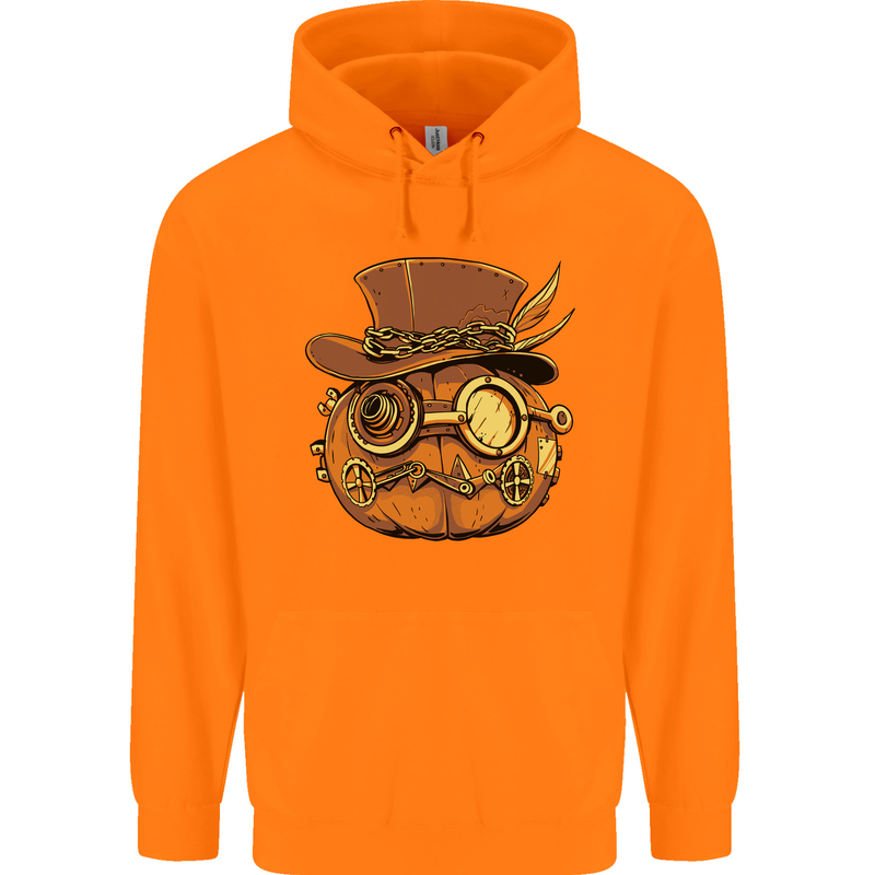 Steampunk Pumpkin Halloween Childrens Kids Hoodie Orange