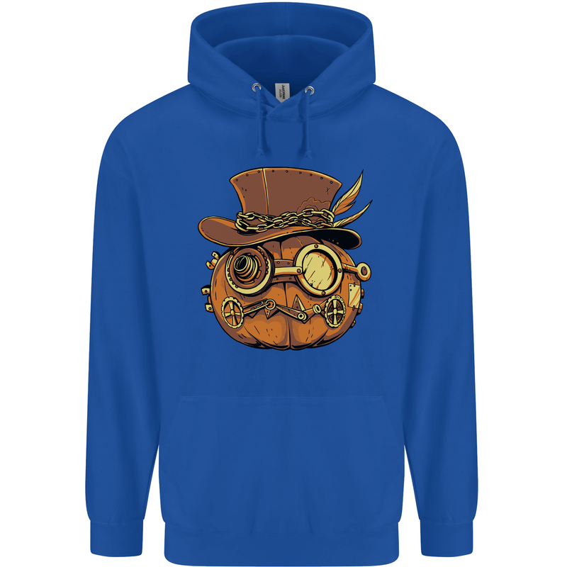 Steampunk Pumpkin Halloween Childrens Kids Hoodie Royal Blue