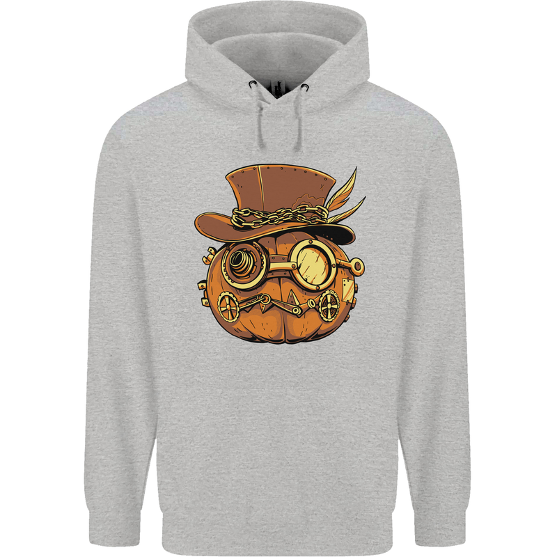 Steampunk Pumpkin Halloween Childrens Kids Hoodie Sports Grey
