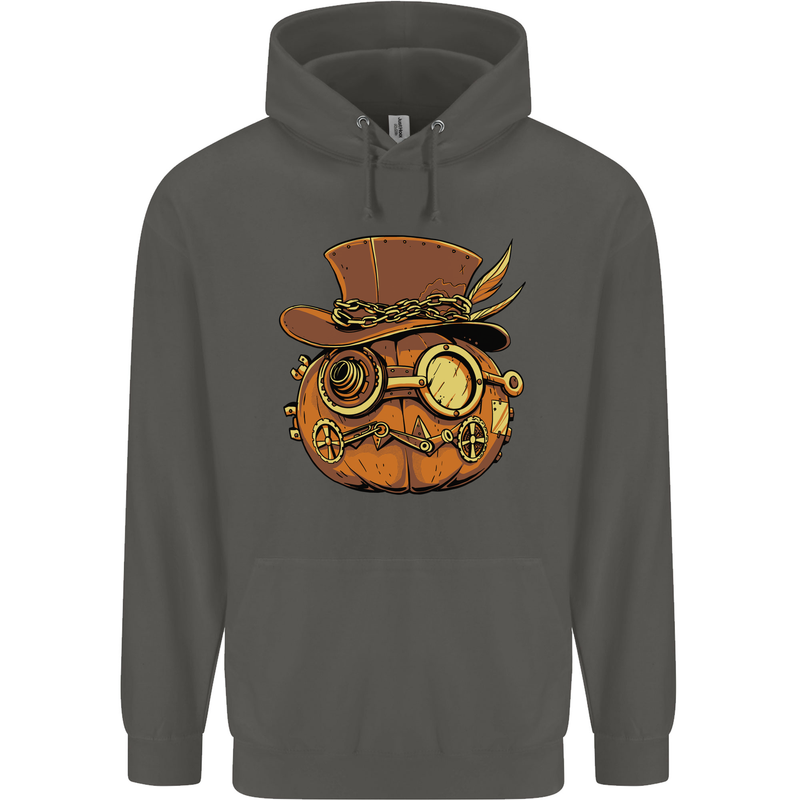 Steampunk Pumpkin Halloween Childrens Kids Hoodie Storm Grey