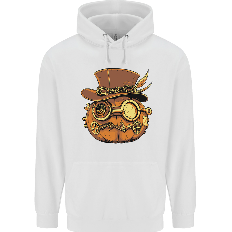 Steampunk Pumpkin Halloween Childrens Kids Hoodie White