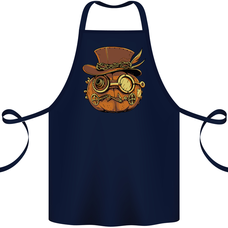 Steampunk Pumpkin Halloween Cotton Apron 100% Organic Navy Blue