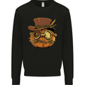 Steampunk Pumpkin Halloween Kids Sweatshirt Jumper Black