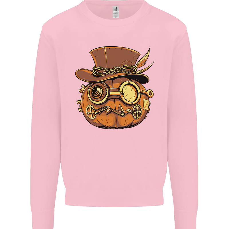Steampunk Pumpkin Halloween Kids Sweatshirt Jumper Light Pink