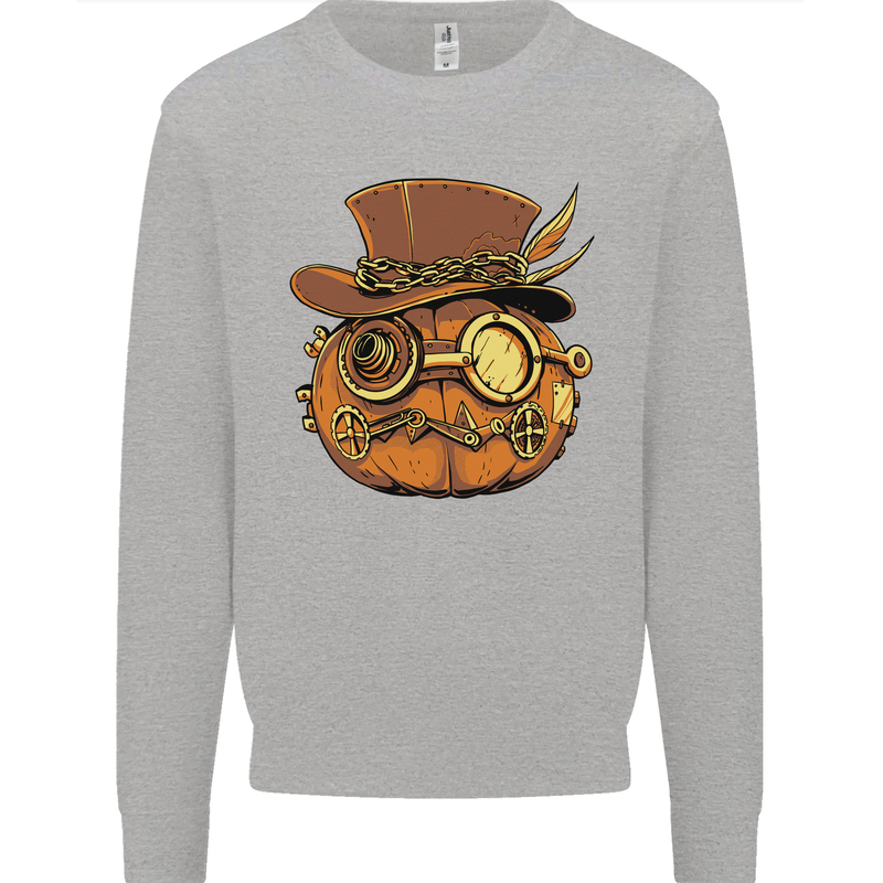 Steampunk Pumpkin Halloween Kids Sweatshirt Jumper Sports Grey