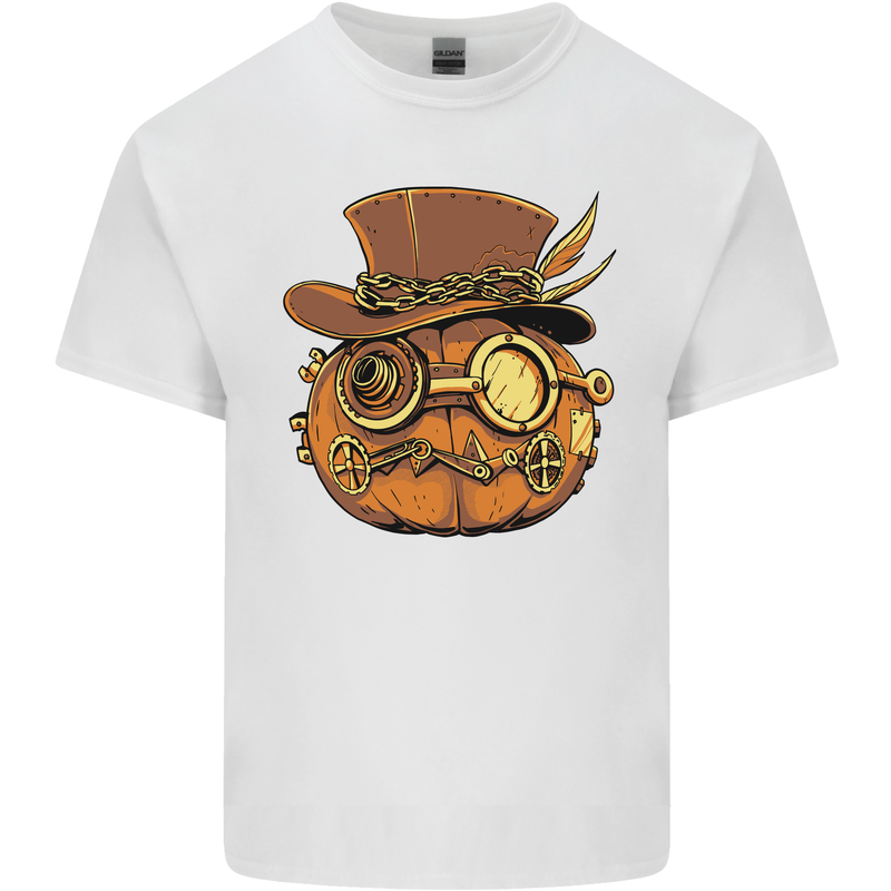 Steampunk Pumpkin Halloween Kids T-Shirt Childrens White