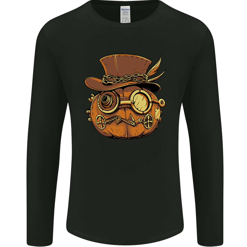 Steampunk Pumpkin Halloween Mens Long Sleeve T-Shirt Black