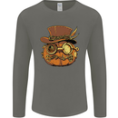 Steampunk Pumpkin Halloween Mens Long Sleeve T-Shirt Charcoal