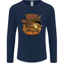 Steampunk Pumpkin Halloween Mens Long Sleeve T-Shirt Navy Blue