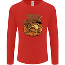 Steampunk Pumpkin Halloween Mens Long Sleeve T-Shirt Red