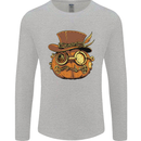 Steampunk Pumpkin Halloween Mens Long Sleeve T-Shirt Sports Grey