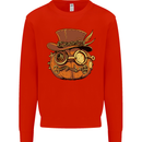 Steampunk Pumpkin Halloween Mens Sweatshirt Jumper Bright Red