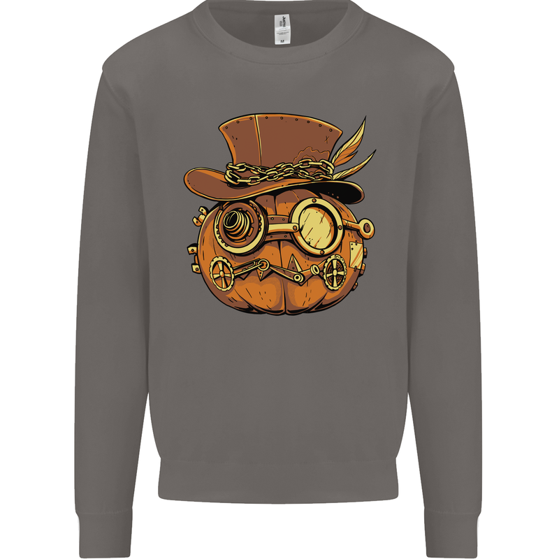 Steampunk Pumpkin Halloween Mens Sweatshirt Jumper Charcoal