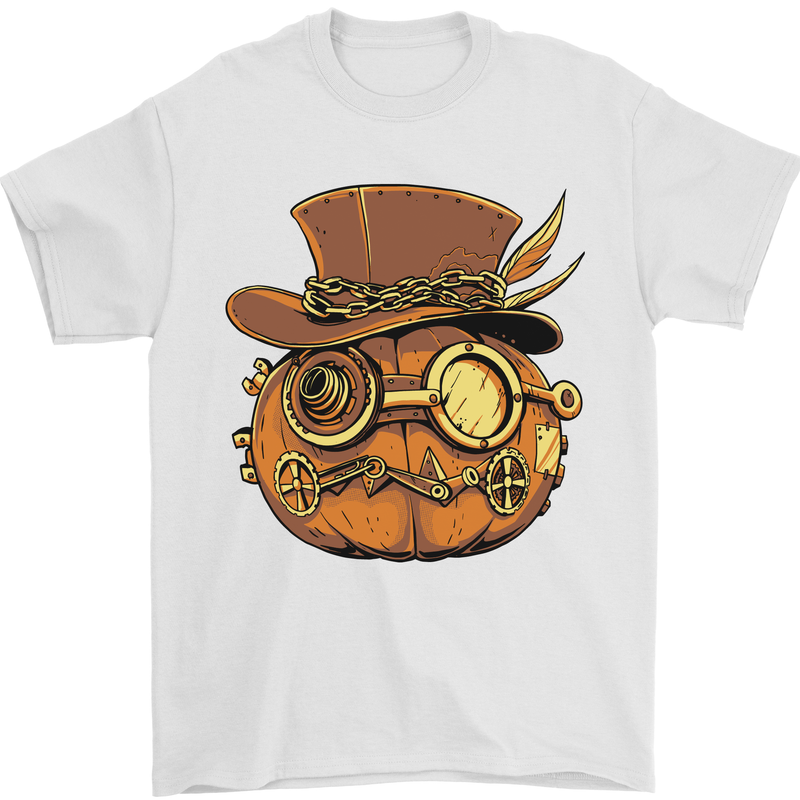 Steampunk Pumpkin Halloween Mens T-Shirt 100% Cotton White