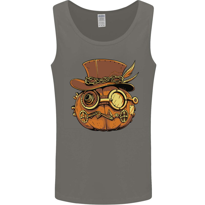 Steampunk Pumpkin Halloween Mens Vest Tank Top Charcoal