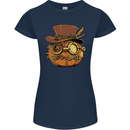 Steampunk Pumpkin Halloween Womens Petite Cut T-Shirt Navy Blue