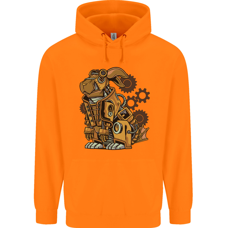 Steampunk Rabbit Childrens Kids Hoodie Orange