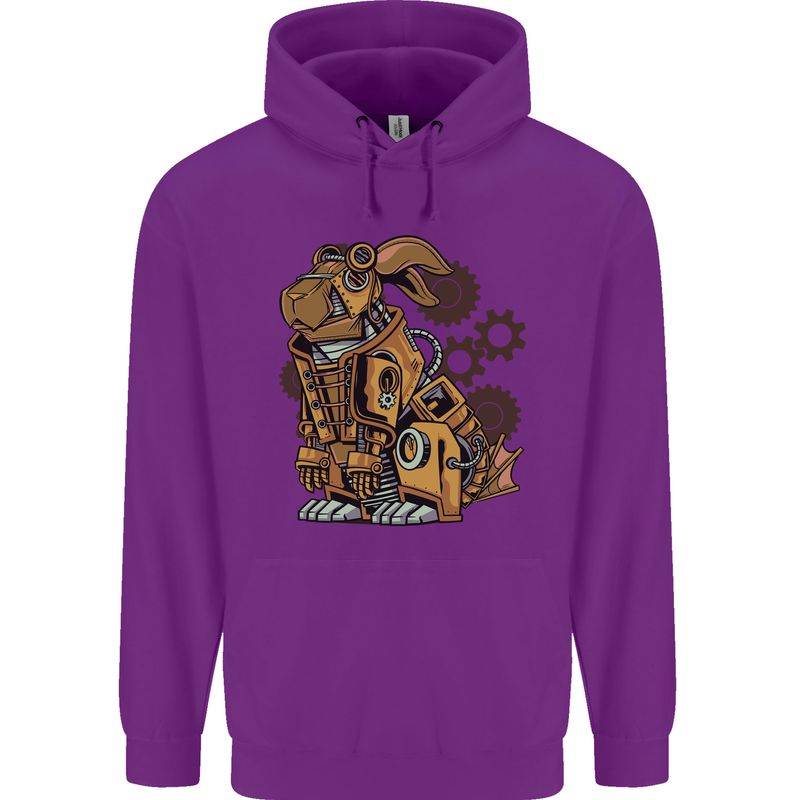 Steampunk Rabbit Childrens Kids Hoodie Purple
