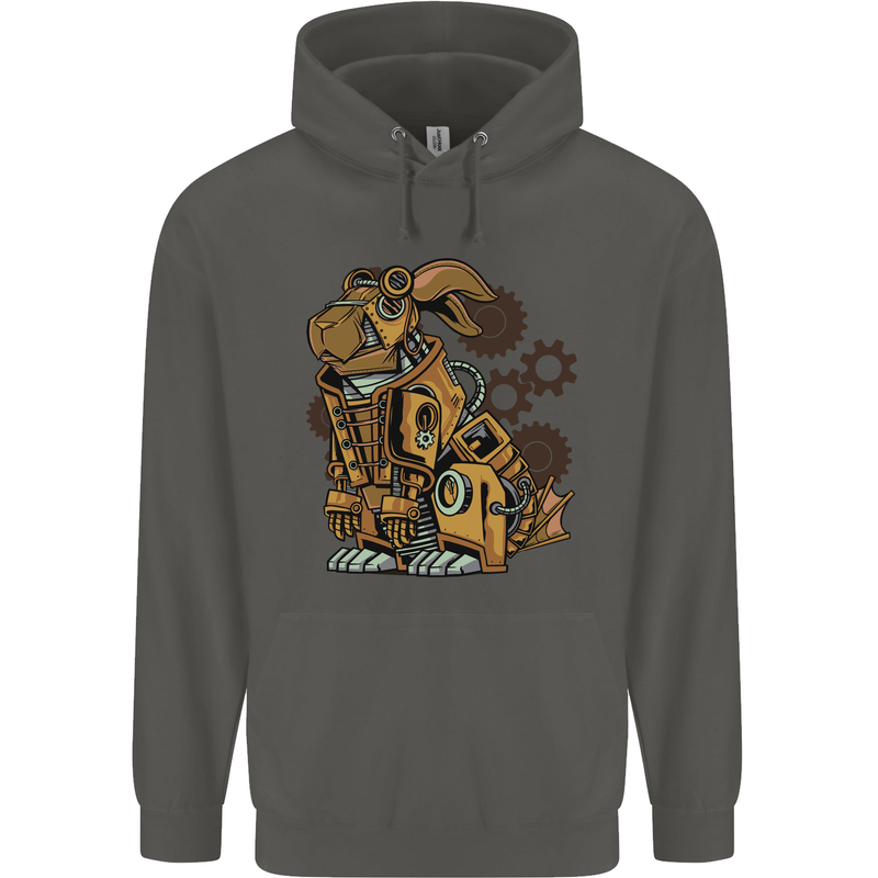 Steampunk Rabbit Childrens Kids Hoodie Storm Grey
