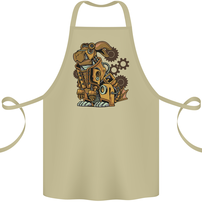 Steampunk Rabbit Cotton Apron 100% Organic Khaki