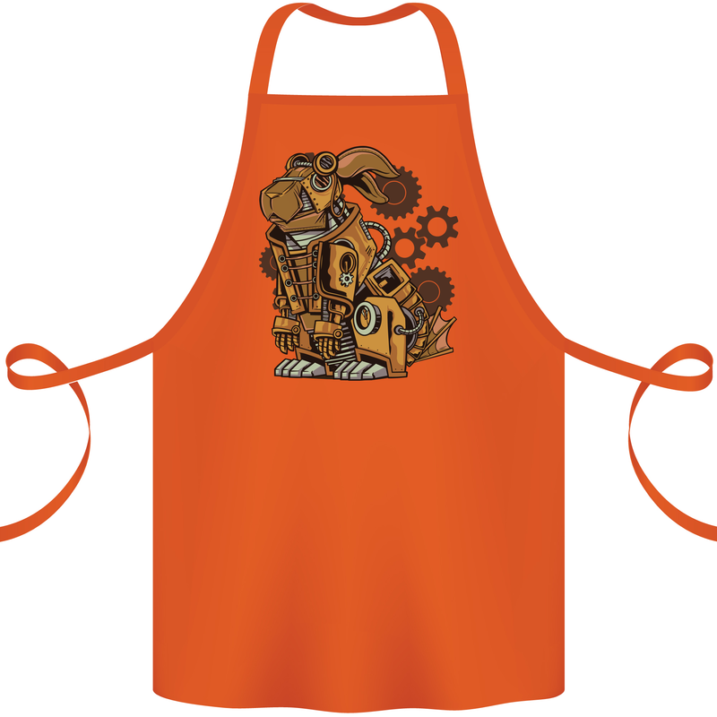 Steampunk Rabbit Cotton Apron 100% Organic Orange