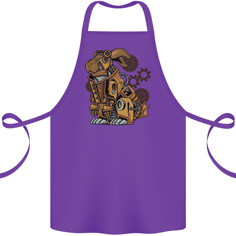 Steampunk Rabbit Cotton Apron 100% Organic Purple