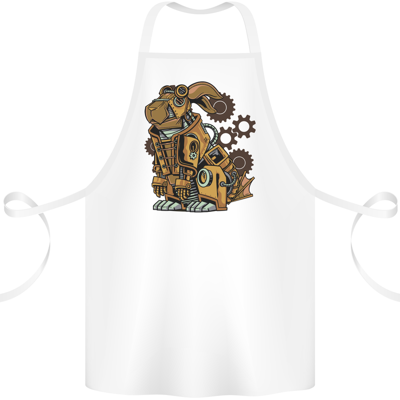 Steampunk Rabbit Cotton Apron 100% Organic White